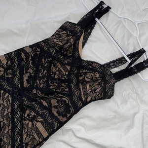 Black and nude lace dress